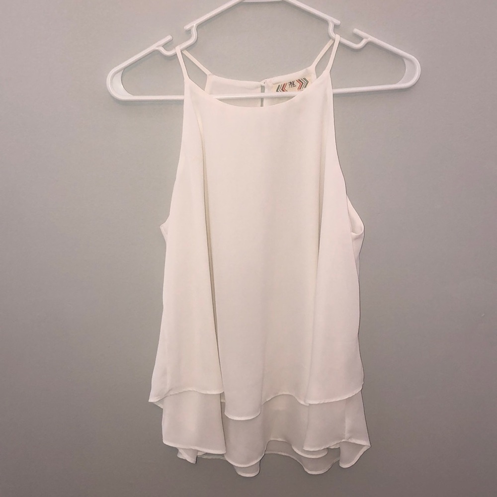 Pink Rose white halter top